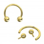 Zlatý 14K piercing podkova s guličkami