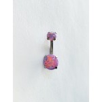 Piercing do pupka s fialovým opálom 0038