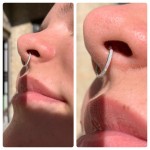 Piercing krúžok do nosa, ucha s modrým a bielym opálom 0025